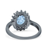 Art Deco Oval Natural Stone Floral Ring