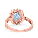 Art Deco Oval Natural Stone Floral Ring