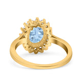 Art Deco Oval Natural Stone Floral Ring