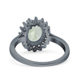 Art Deco Oval Natural Stone Floral Ring