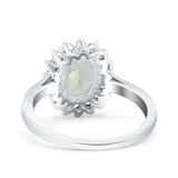Art Deco Oval Natural Stone Floral Ring