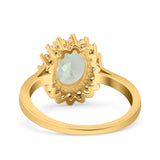 Art Deco Oval Natural Stone Floral Ring