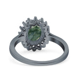 Art Deco Oval Natural Stone Floral Ring