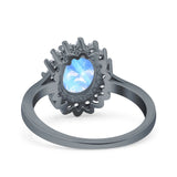 Art Deco Oval Natural Stone Floral Ring