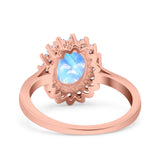 Art Deco Oval Natural Stone Floral Ring