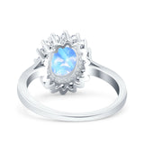 Art Deco Oval Natural Stone Floral Ring