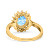 Art Deco Oval Natural Stone Floral Ring