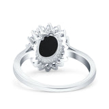 Art Deco Oval Natural Stone Floral Ring