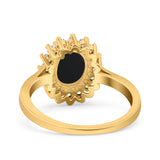Art Deco Oval Natural Stone Floral Ring