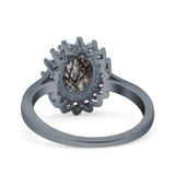 Art Deco Oval Natural Stone Floral Ring