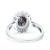 Art Deco Oval Natural Stone Floral Ring