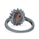 Art Deco Oval Natural Stone Floral Ring