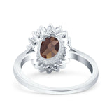 Art Deco Oval Natural Stone Floral Ring