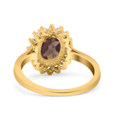 Art Deco Oval Natural Stone Floral Ring