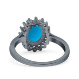 Art Deco Oval Natural Stone Floral Ring