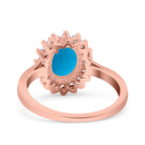 Art Deco Oval Natural Stone Floral Ring