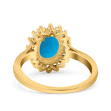 Art Deco Oval Natural Stone Floral Ring