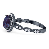 Round Natural Stone Halo Ring