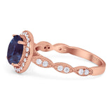 Round Natural Stone Halo Ring