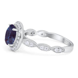 Round Natural Stone Halo Ring