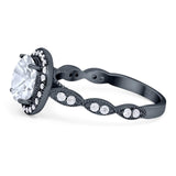 Round Natural Stone Halo Ring