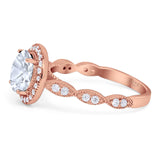 Round Natural Stone Halo Ring