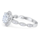 Round Natural Stone Halo Ring