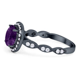 Round Natural Stone Halo Ring