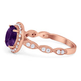 Round Natural Stone Halo Ring