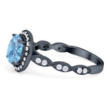 Round Natural Stone Halo Ring