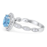 Round Natural Stone Halo Ring