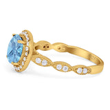 Round Natural Stone Halo Ring