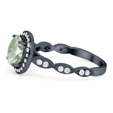 Round Natural Stone Halo Ring