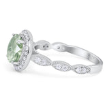 Round Natural Stone Halo Ring