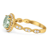 Round Natural Stone Halo Ring