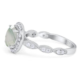 Round Natural Stone Halo Ring