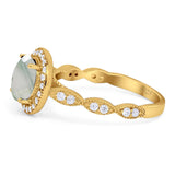 Round Natural Stone Halo Ring