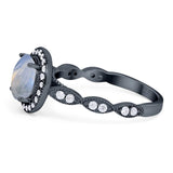 Round Natural Stone Halo Ring