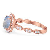 Round Natural Stone Halo Ring