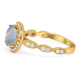 Round Natural Stone Halo Ring