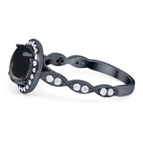 Round Natural Stone Halo Ring