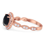 Round Natural Stone Halo Ring