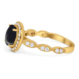 Round Natural Stone Halo Ring