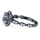 Round Natural Stone Halo Ring