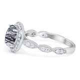 Round Natural Stone Halo Ring