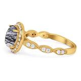 Round Natural Stone Halo Ring