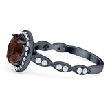 Round Natural Stone Halo Ring