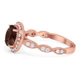 Round Natural Stone Halo Ring