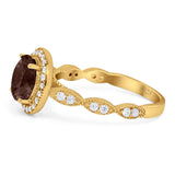 Round Natural Stone Halo Ring