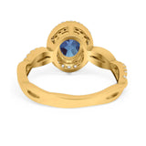 Oval Natural Stone Split Shank Twisted Ring